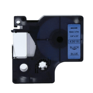 43616 - BLACK ON BLUE - 6MM X 7M DYMO LABELMANAGER PRINTERS LABELLING D1 TAPE