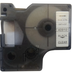 40910 - BLACK ON CLEAR - 9MM X 7M DYMO LABELMANAGER PRINTERS LABELLING D1 TAPE
