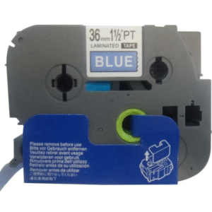 Brother TZe565 TZe-565 TZ565 TZ-565 White on Blue 36MM x 8M P-TOUCH LABELLING TZ TAPE