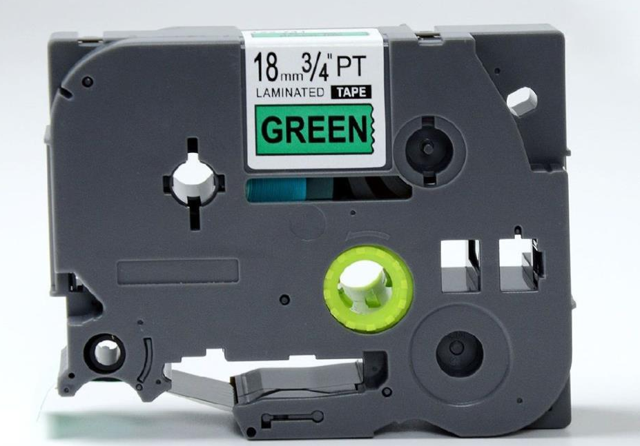 Brother TZe741 TZe-741 TZ741 TZ-741 Black on Green 18MMx 8M P-TOUCH LABELLING TZ TAPE