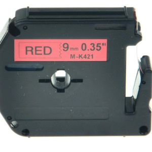 MK421 M-K421 MK-421 - BLACK ON RED - 9MM X 8M P-TOUCH Labelling MK Tape
