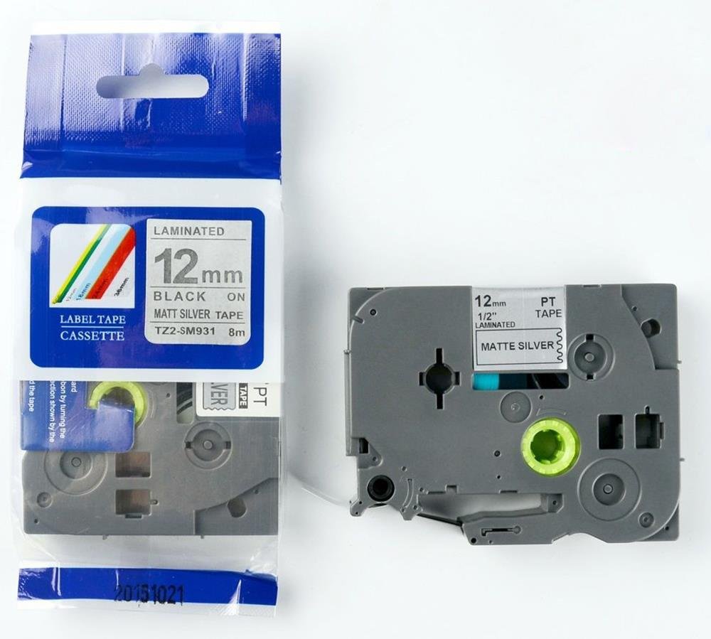 Brother TZe931 TZe-931 TZ931 TZ-931 Black on Silver 12MM x 8M P-TOUCH LABELLING TZ TAPE - Image 2