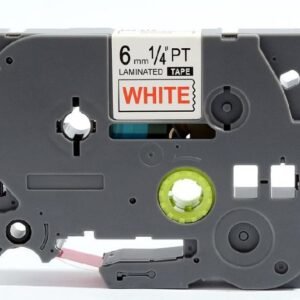 Brother TZe212 TZe-212 TZ212 TZ-212 White on Red 6MMx 8M P-TOUCH LABELLING TZ TAPE