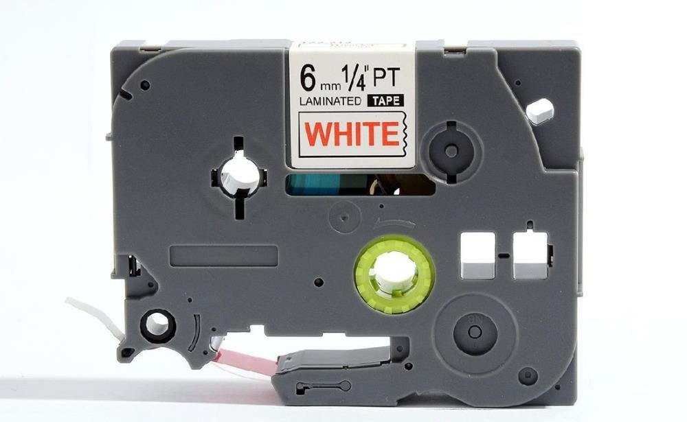 Brother TZe212 TZe-212 TZ212 TZ-212 White on Red 6MMx 8M P-TOUCH LABELLING TZ TAPE