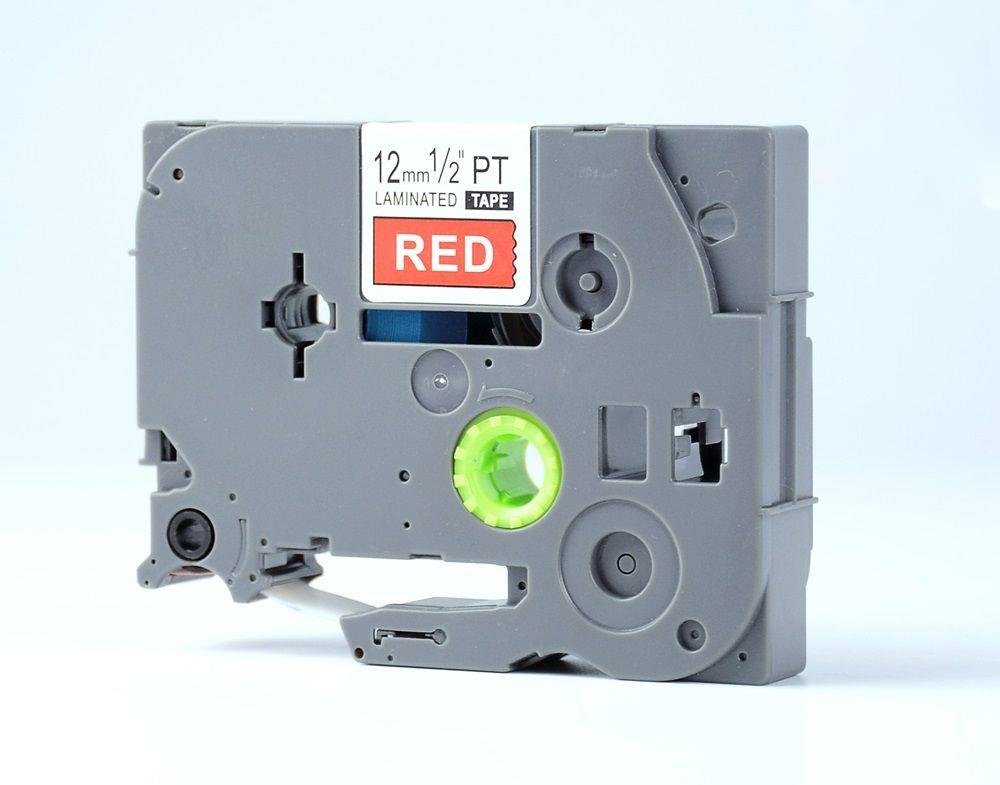 Brother TZe435 TZe-435 TZ435 TZ-435 White on Red 12MM x 8M P-TOUCH LABELLING TZ TAPE