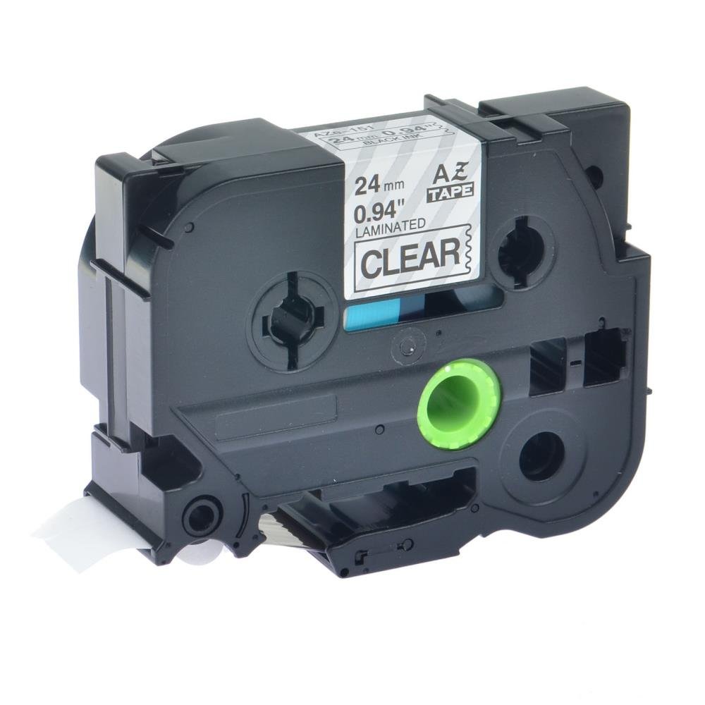 Brother TZe151 TZe-151 TZ151 TZ-151 Black on Clear 24MM x 8M P-TOUCH LABELLING TZ TAPE