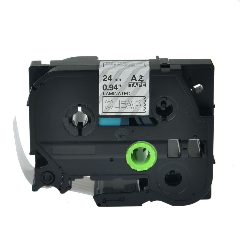 Brother TZe155 TZe-155 TZ155 TZ-155 White on Clear 24MM x 8M P-TOUCH LABELLING TZ TAPE