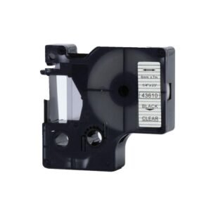 43610 - BLACK ON CLEAR 6MM X 7M DYMO LABELMANAGER PRINTERS LABELLING D1 TAPE