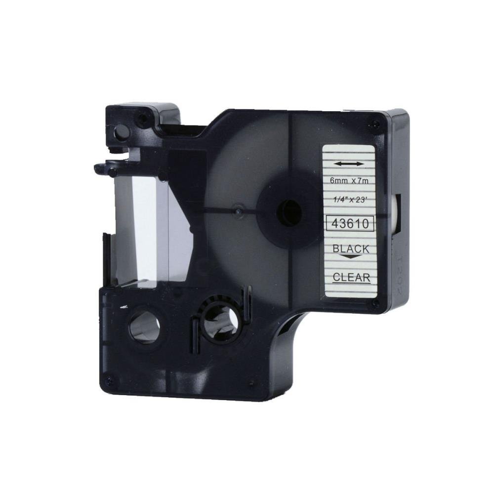 43610 - BLACK ON CLEAR 6MM X 7M DYMO LABELMANAGER PRINTERS LABELLING D1 TAPE
