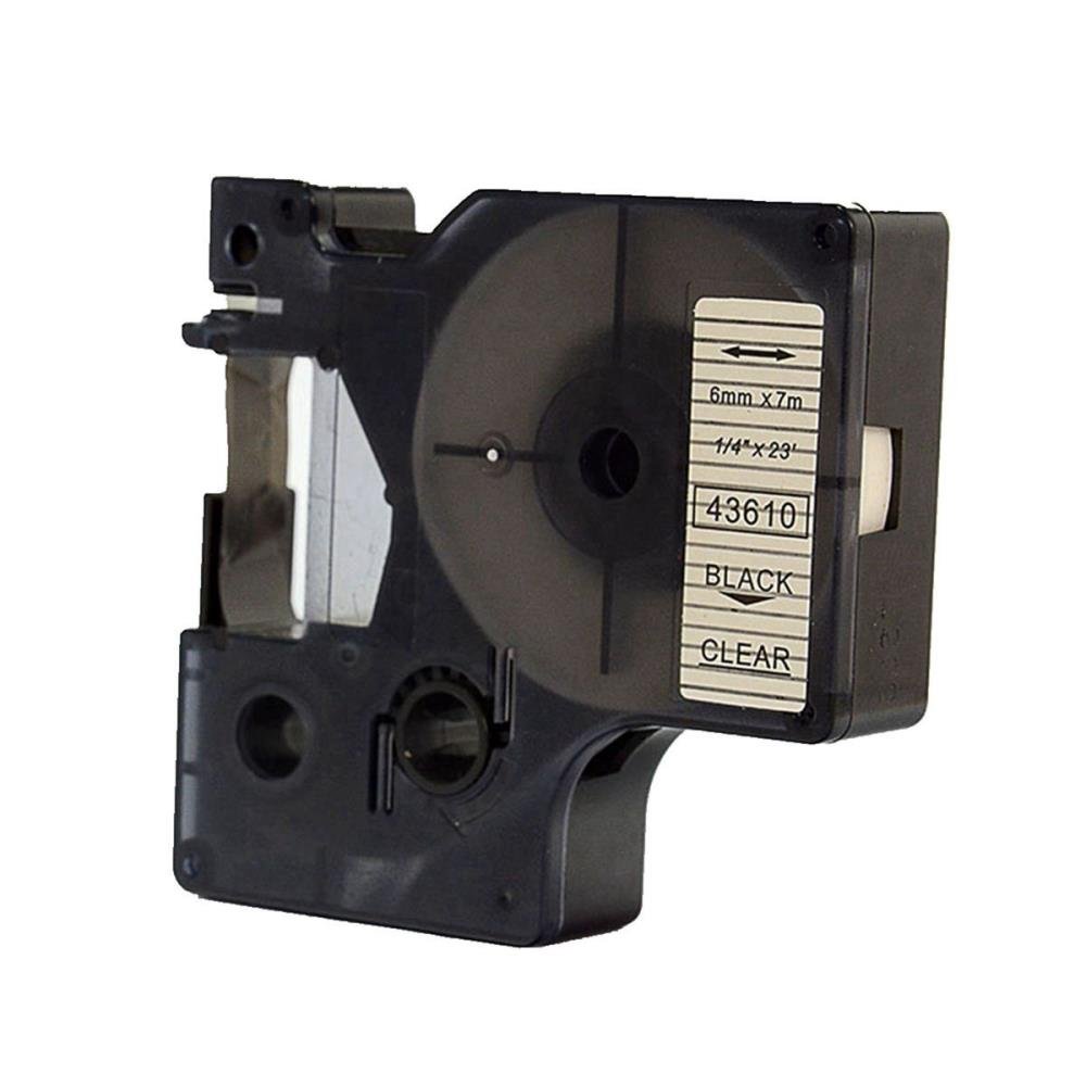 43610 - BLACK ON CLEAR 6MM X 7M DYMO LABELMANAGER PRINTERS LABELLING D1 TAPE - Image 3