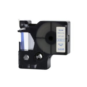 43611 - BLUE ON CLEAR - 6MM X 7M DYMO LABELMANAGER PRINTERS LABELLING D1 TAPE