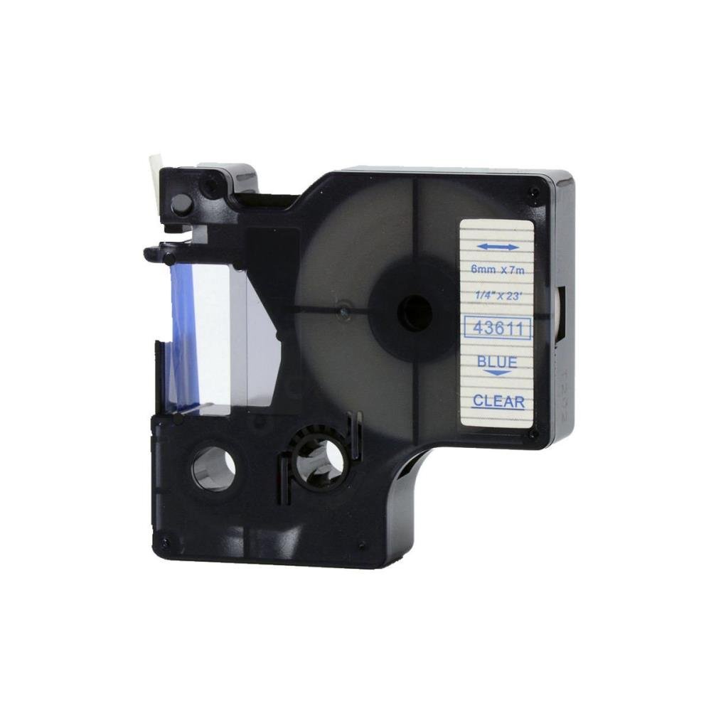 43611 - BLUE ON CLEAR - 6MM X 7M DYMO LABELMANAGER PRINTERS LABELLING D1 TAPE - Image 2