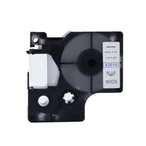 43614 - BLUE ON WHITE - 6MM X 7M DYMO LABELMANAGER PRINTERS LABELLING D1 TAPE