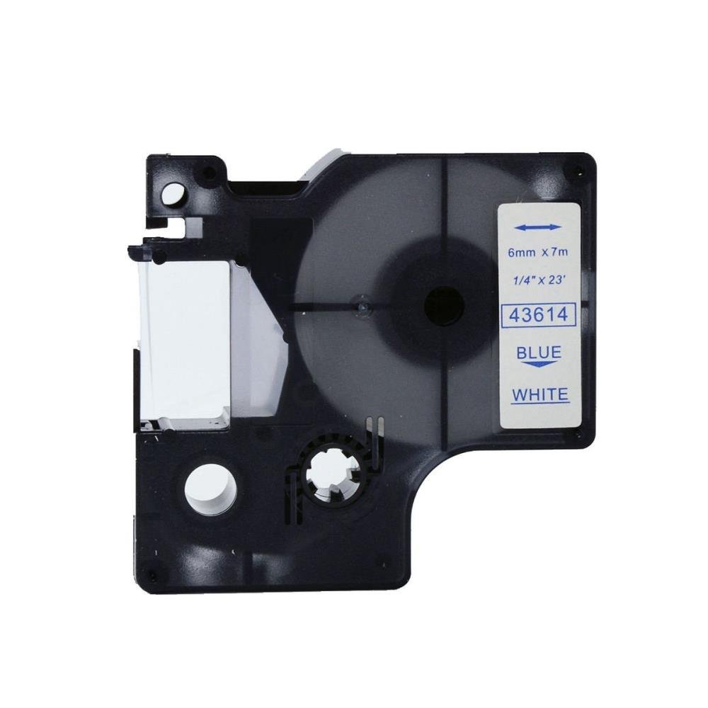43614 - BLUE ON WHITE - 6MM X 7M DYMO LABELMANAGER PRINTERS LABELLING D1 TAPE